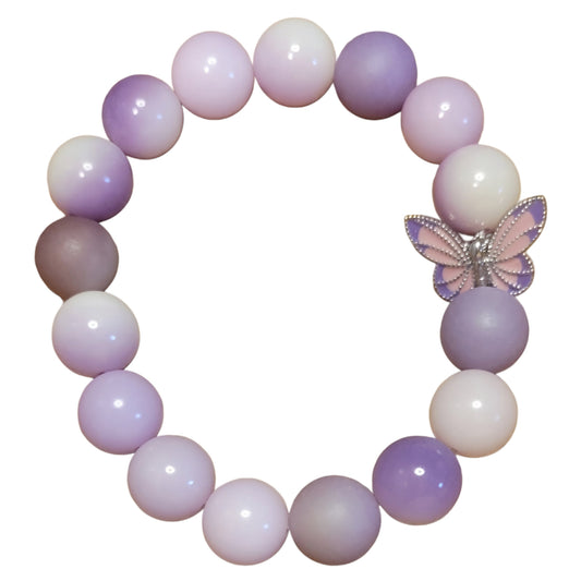 Bodhi Bead Bracelet- Purple/White w/ Butterfly Charm My DIY Crafts