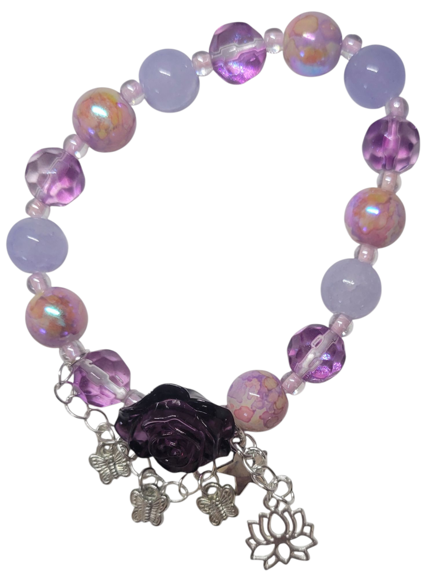 Glass Bead Bracelet- Rose W/ Chain My DIY Crafts
