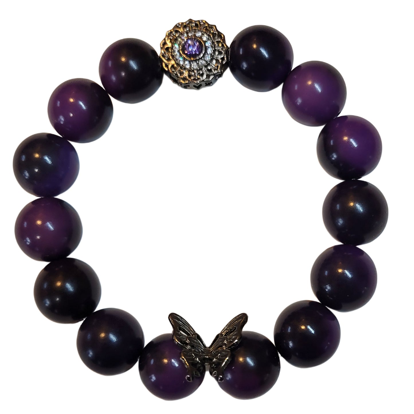 Bodhi Bracelet- Purple/Black w/ Round Charm & Black Butterfly My DIY Crafts
