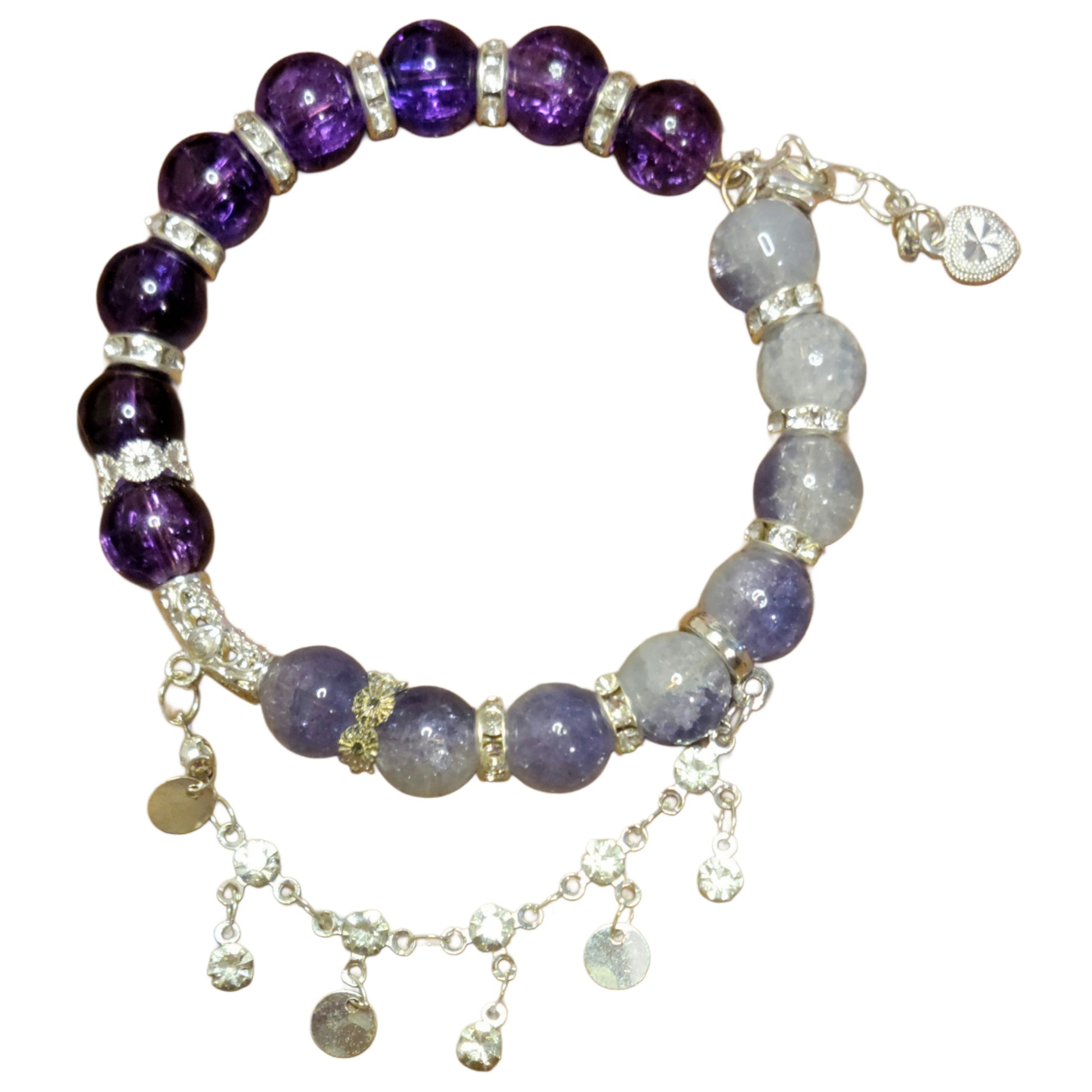 Glass Bead Bracelet- Adjustable Purple w/ Chain My DIY Crafts