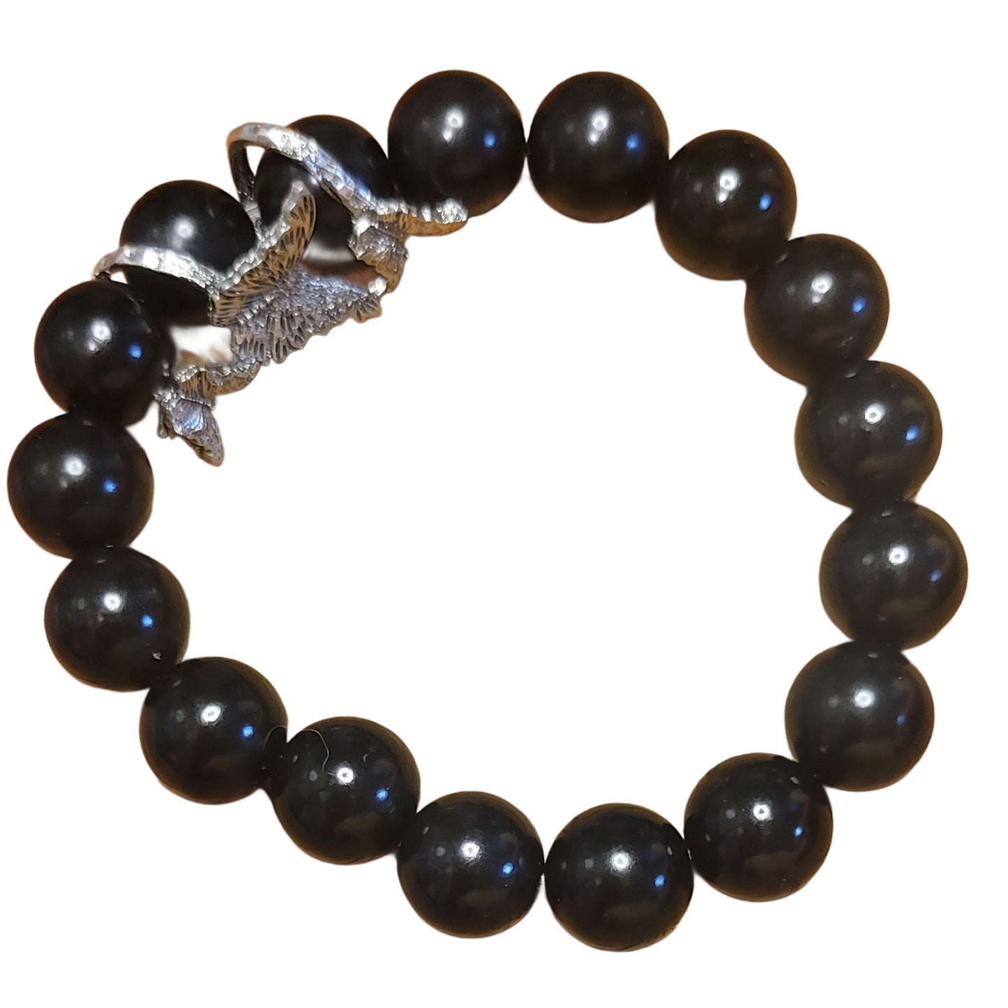Bodhi Bead Bracelet- Black w/ Silver Butterfly Bead wrap Charm My DIY Crafts