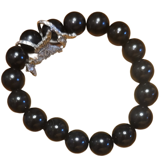 Bodhi Bead Bracelet- Black w/ Silver Butterfly Bead wrap Charm My DIY Crafts