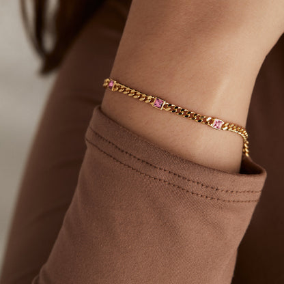 October Birthstone Rose Curb Chain Bracelet ALEX AND ANI