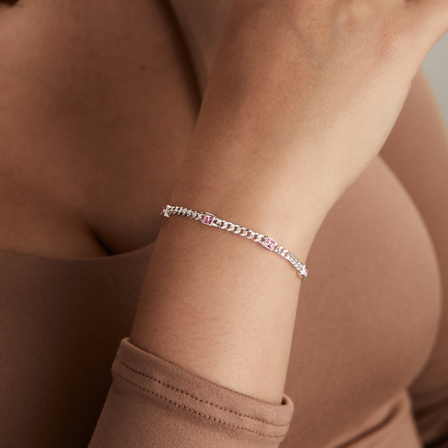 October Birthstone Rose Curb Chain Bracelet ALEX AND ANI