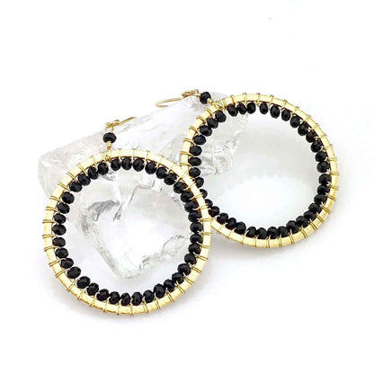 Rose Quartz Halo Earrings 14k gold plated 2.5 inch lightweight gemstone jewelry