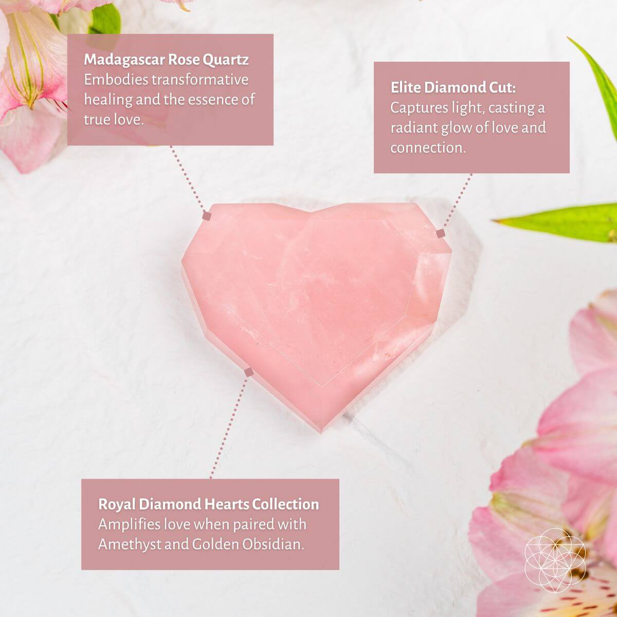 Royal Diamond Heart - Madagascar Rose Quartz for Infinite Love Conscious Items