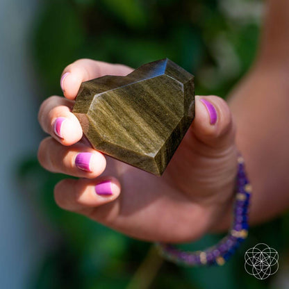 Royal Diamond Heart - Mexican Gold Obsidian for Protection Conscious Items