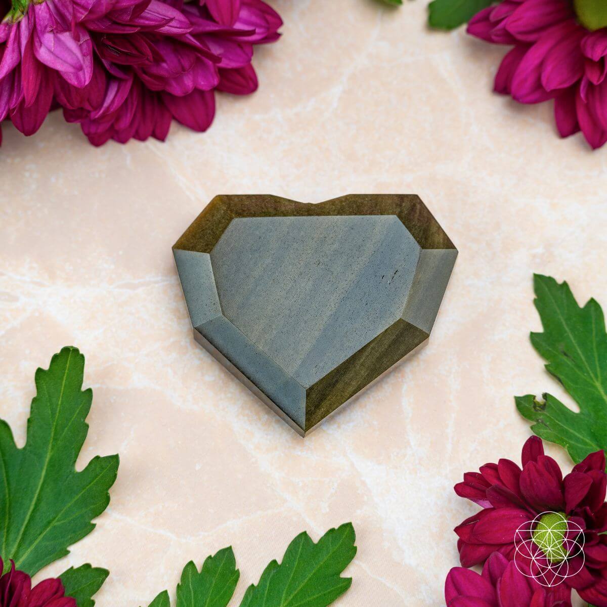 Royal Diamond Heart - Mexican Gold Obsidian for Protection Conscious Items