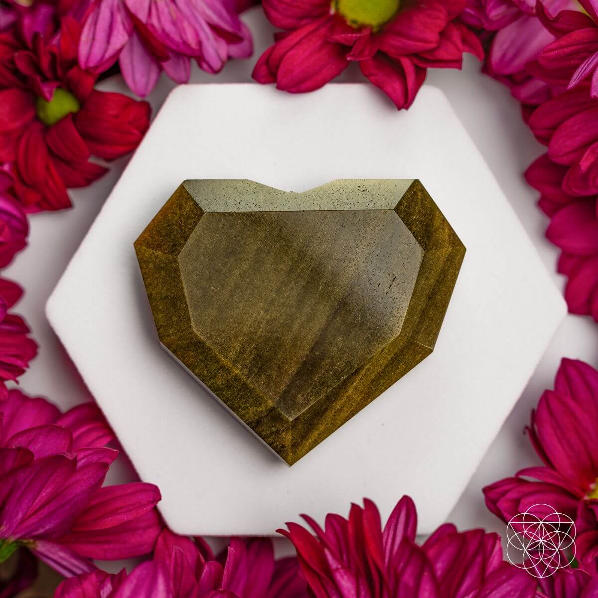 Royal Diamond Heart - Mexican Gold Obsidian for Protection Conscious Items