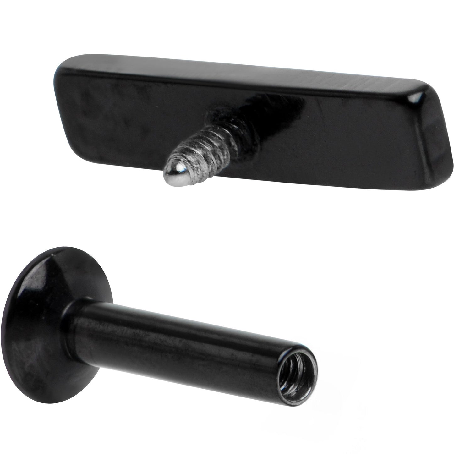 1/4 9mm Black IP Rectangle Internal Thread Daith Cartilage Tragus BodyCandy