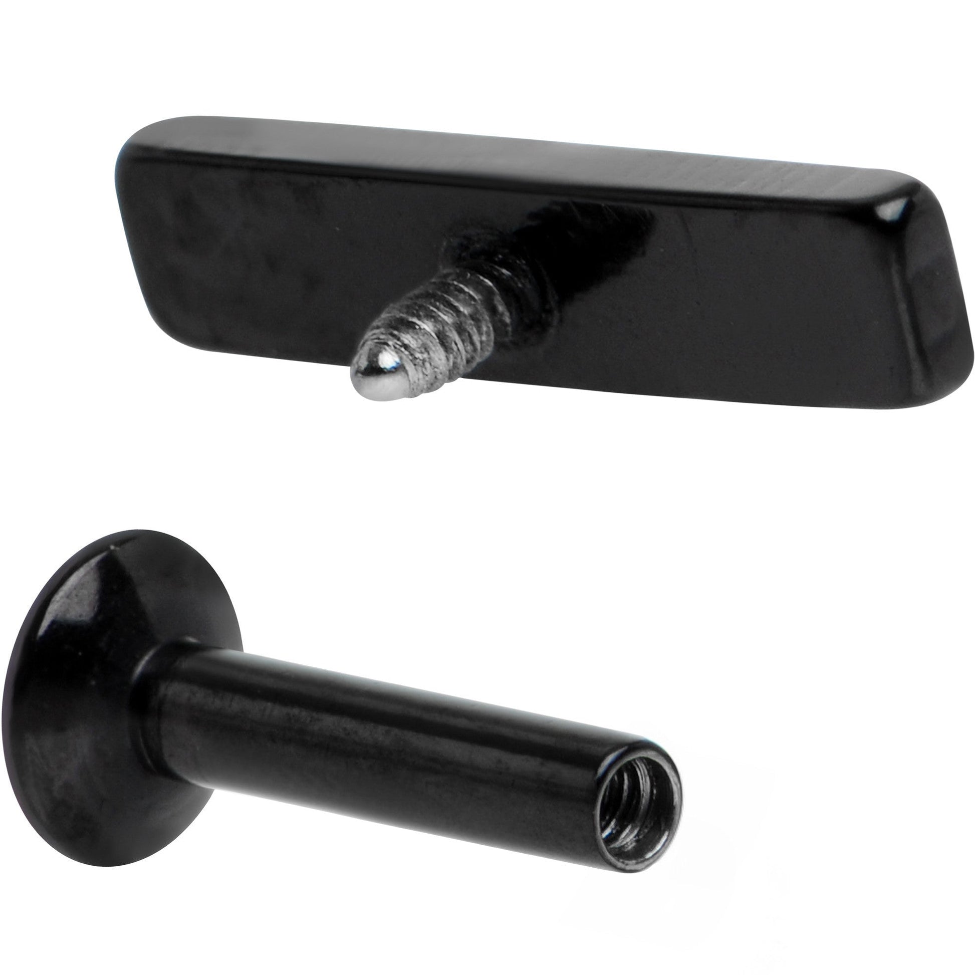 1/4 9mm Black IP Rectangle Internal Thread Daith Cartilage Tragus BodyCandy