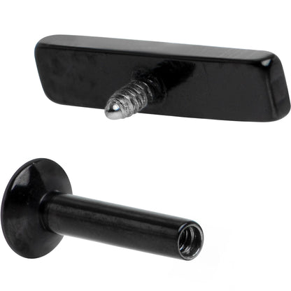 1/4 9mm Black IP Rectangle Internal Thread Daith Cartilage Tragus BodyCandy