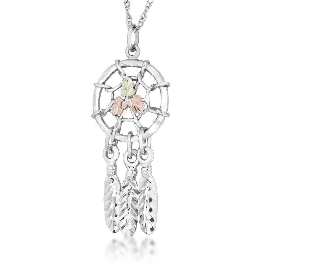 Dreamcatcher - Sterling Silver Black Hills Gold Pendant