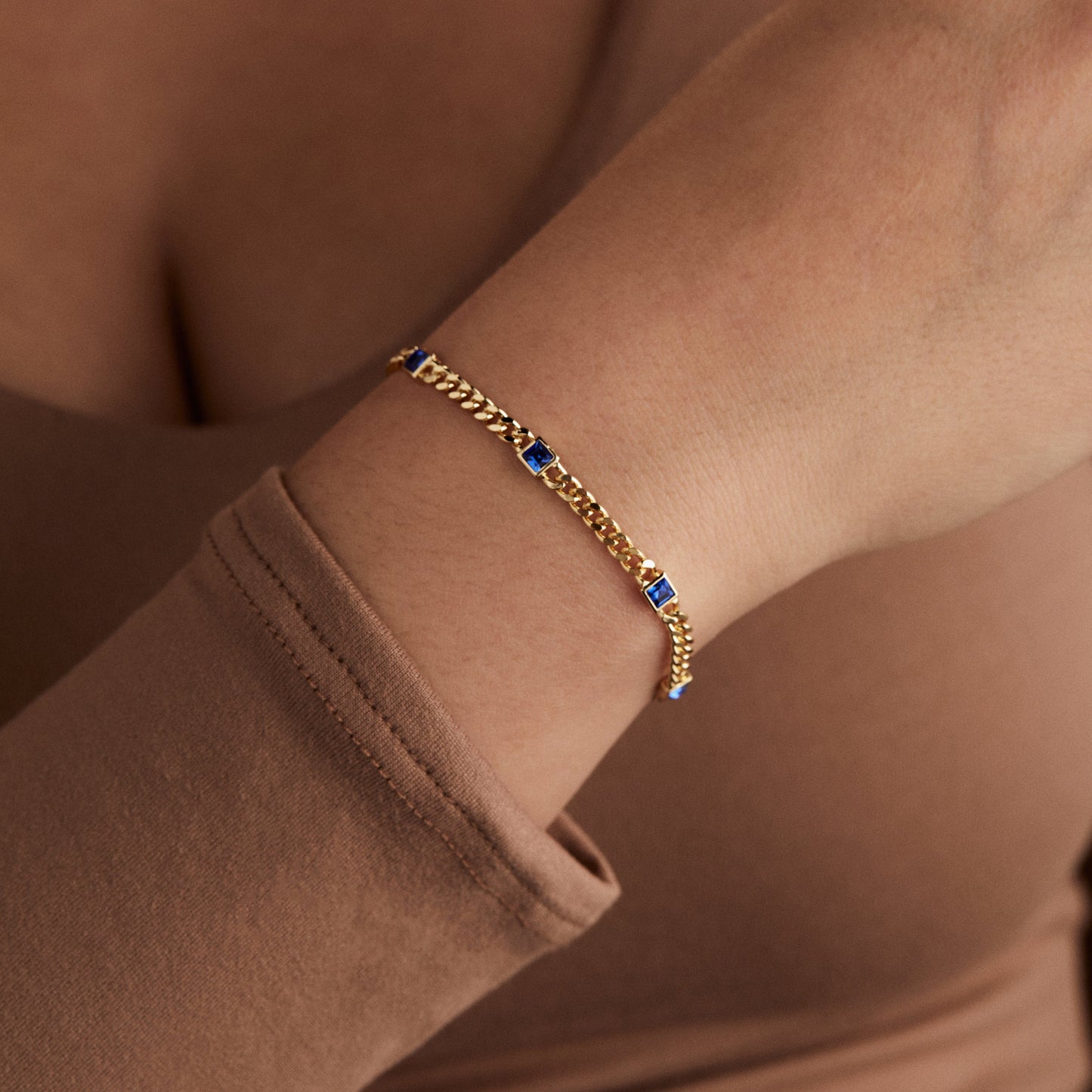September Birthstone Sapphire Curb Chain Bracelet ALEX AND ANI
