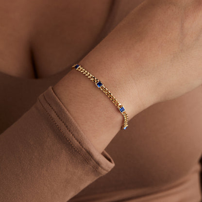 September Birthstone Sapphire Curb Chain Bracelet ALEX AND ANI