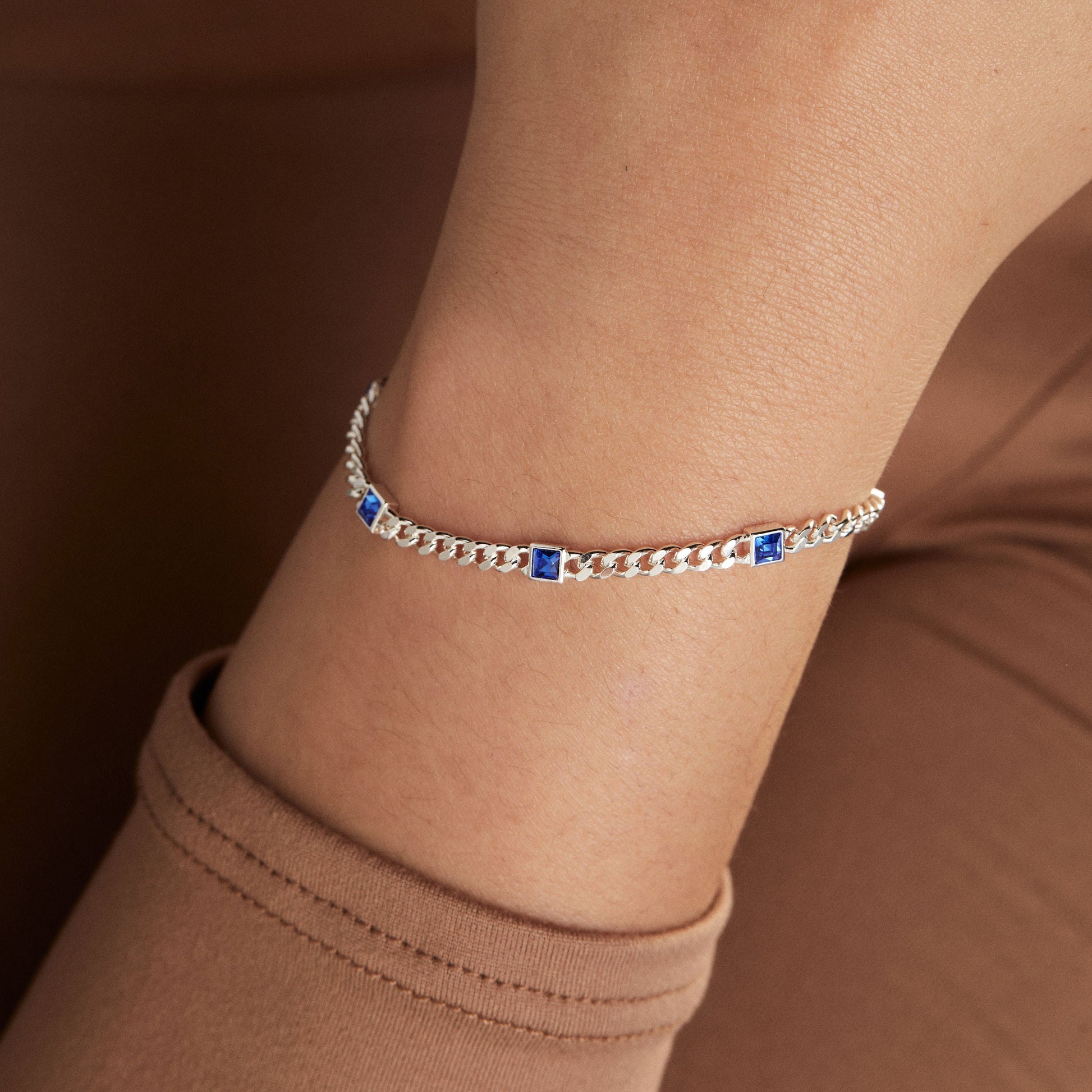 September Birthstone Sapphire Curb Chain Bracelet ALEX AND ANI
