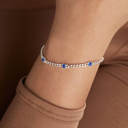 September Birthstone Sapphire Curb Chain Bracelet ALEX AND ANI
