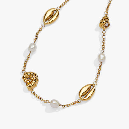 Seashell & Pearl Inline Charm Anklet ALEX AND ANI