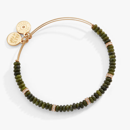 Green Semi-Precious Rondelle Beaded Bangle ALEX AND ANI