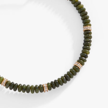 Green Semi-Precious Rondelle Beaded Bangle ALEX AND ANI