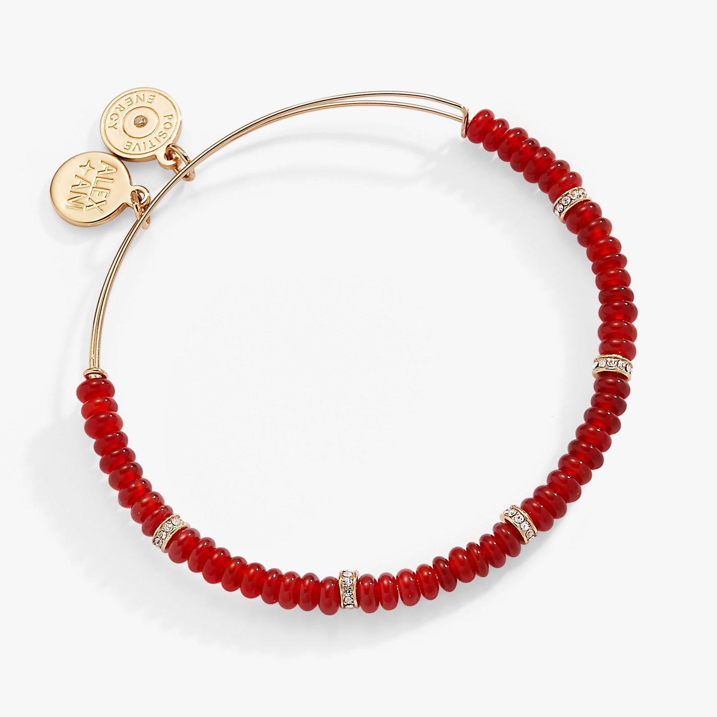 Red Semi-Precious Rondelle Beaded Bangle ALEX AND ANI