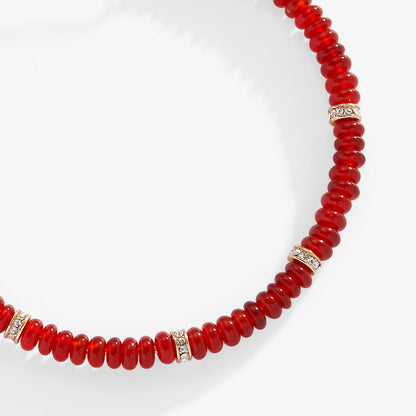 Red Semi-Precious Rondelle Beaded Bangle ALEX AND ANI