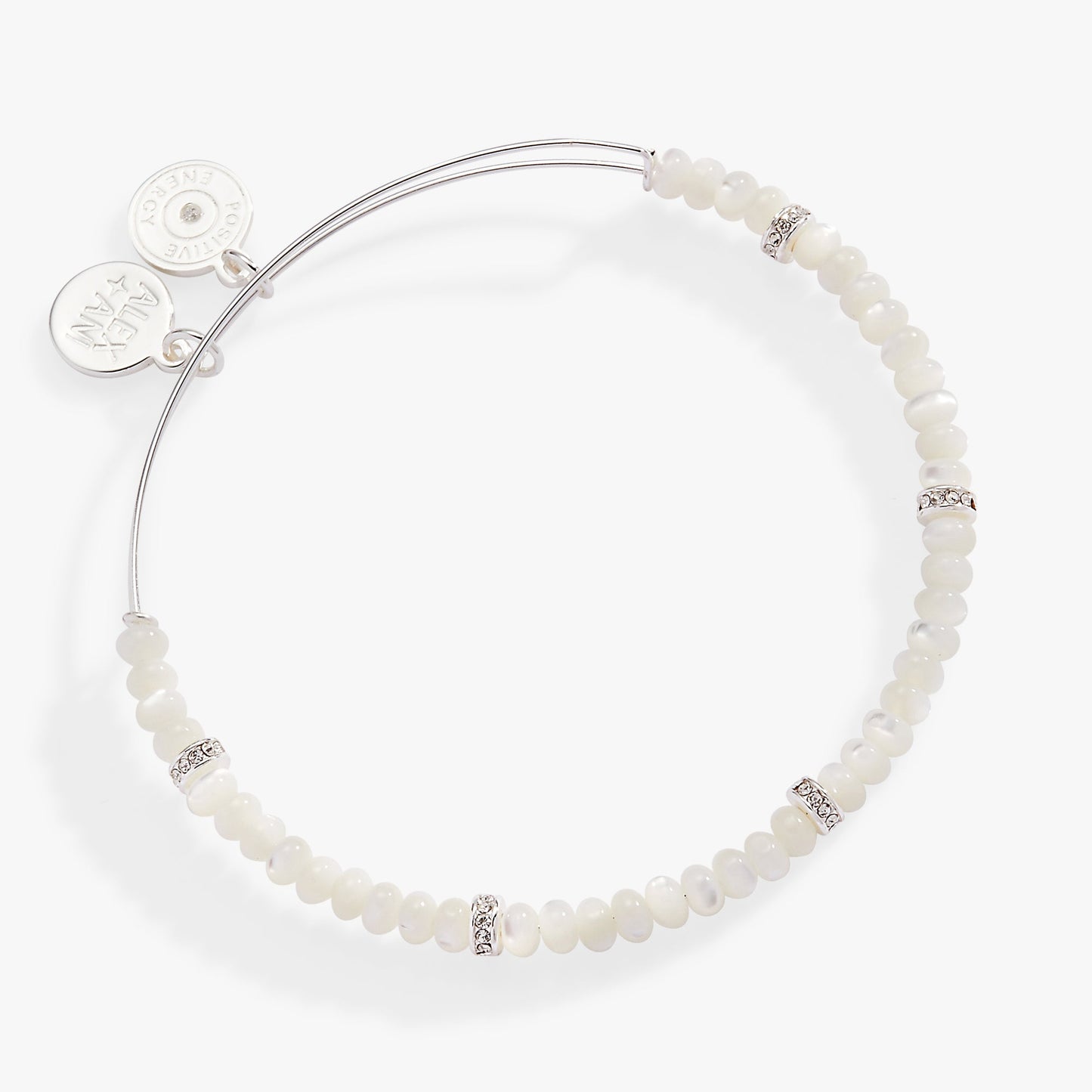 White Semi-Precious Rondelle Beaded Bangle ALEX AND ANI