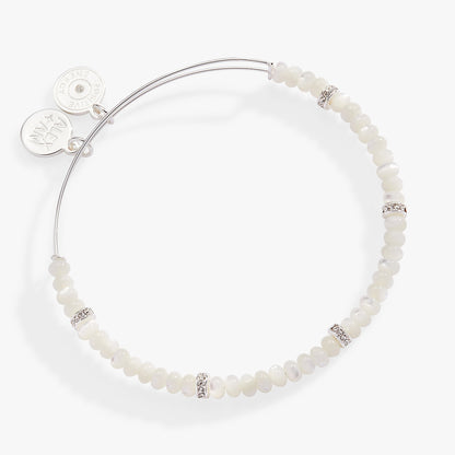 White Semi-Precious Rondelle Beaded Bangle ALEX AND ANI