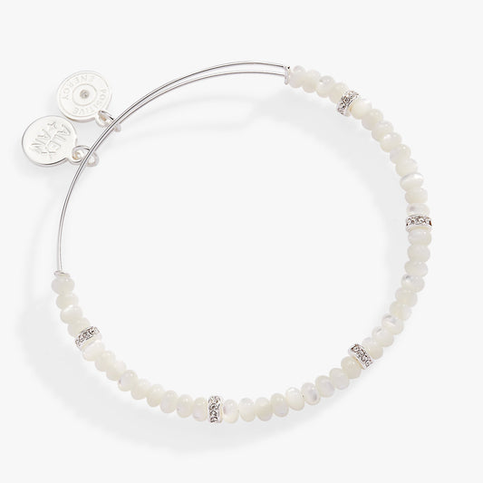 White Semi-Precious Rondelle Beaded Bangle ALEX AND ANI