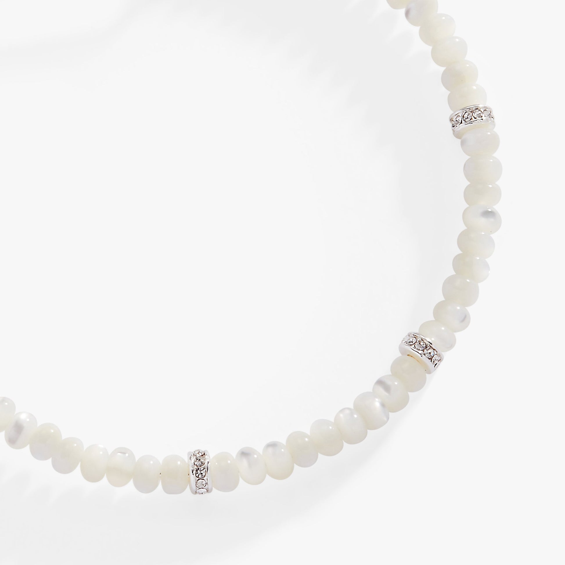 White Semi-Precious Rondelle Beaded Bangle ALEX AND ANI
