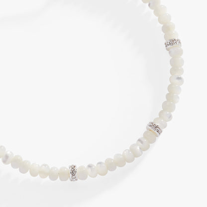 White Semi-Precious Rondelle Beaded Bangle ALEX AND ANI