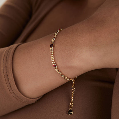 January Birthstone Scarlet Curb Chain Bracelet ALEX AND ANI