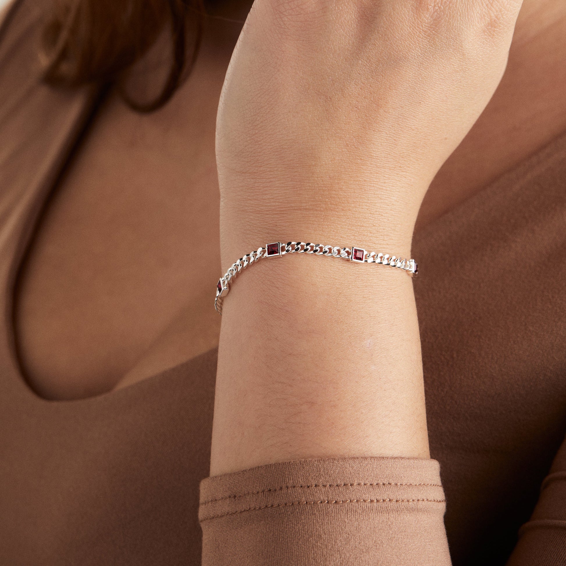 January Birthstone Scarlet Curb Chain Bracelet ALEX AND ANI