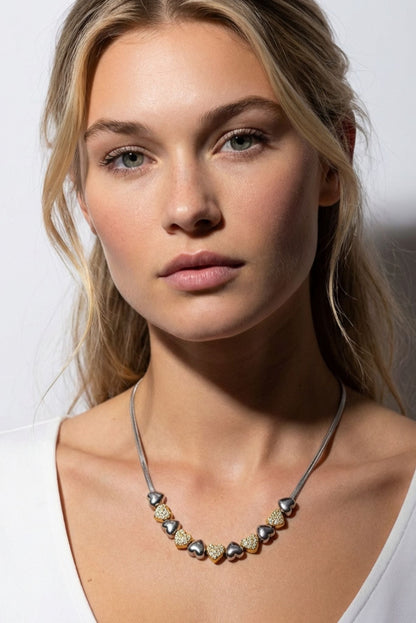 Sienna Waterproof Heart Teardrop Y-Necklace Two Tone