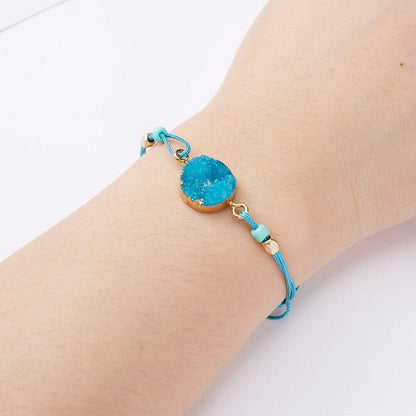 Simple Stone Charm Bracelet Colorful Black Red String Braided Couple Bracelets Wish Card Jewelry Handmade Woven Thread Rope String Nature Stone Beads Charm Bracelet Cuff Bangles With Message Card 18-30cm