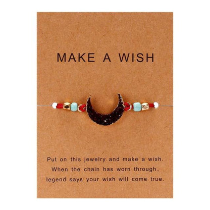 Simple Stone Charm Bracelet Colorful Black Red String Braided Couple Bracelets Wish Card Jewelry Handmade Woven Thread Rope String Nature Stone Beads Charm Bracelet Cuff Bangles With Message Card 18-30cm