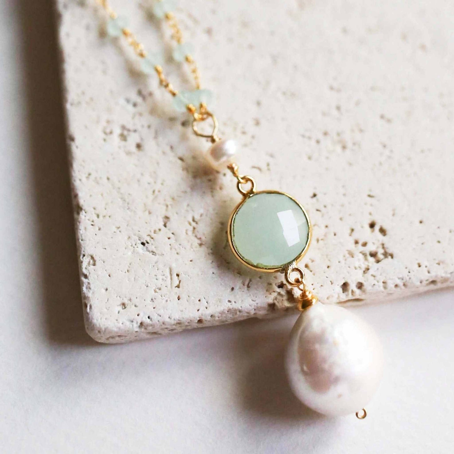 Smoky quartz pearl convertible necklace with baroque pearl and champagne quartz chain in 14k gold plated sterling silver