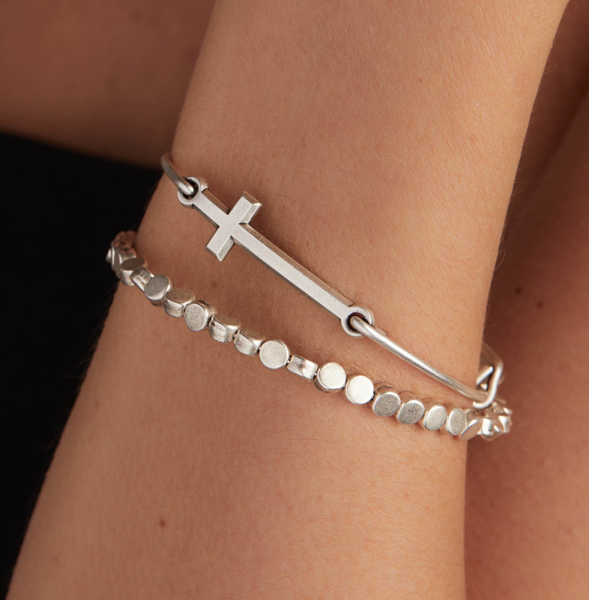Spiritual Armor Cross Inline Charm Bangle ALEX AND ANI