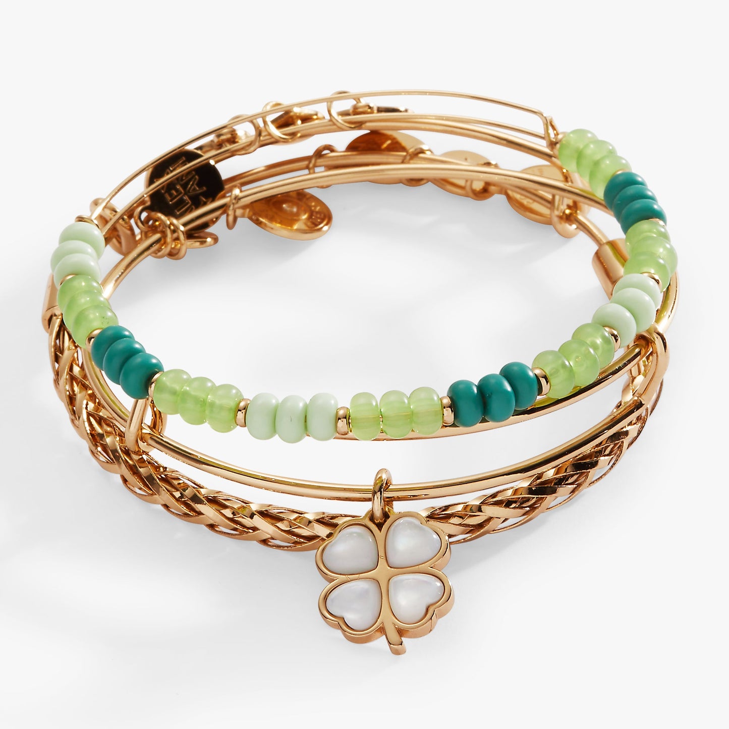 Lucky Four-Leaf Clover Set of 3 Bangles ALEX AND ANI