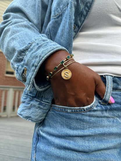 Initial S Pave Starburst Texture Bangle ALEX AND ANI