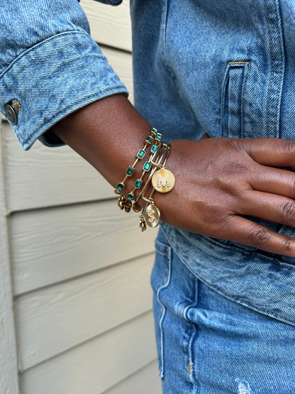 Initial M Pave Starburst Texture Bangle ALEX AND ANI