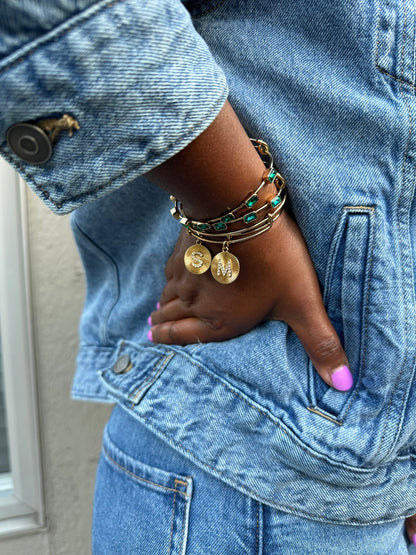 Initial M Pave Starburst Texture Bangle ALEX AND ANI