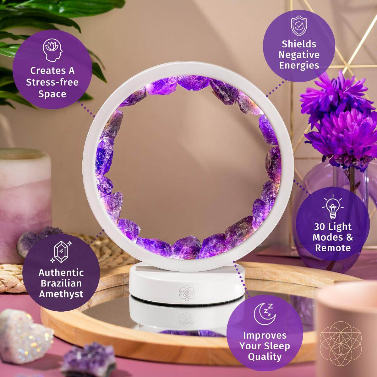 Stress Less, Sleep More – Amethyst Healing Lamp Conscious Items