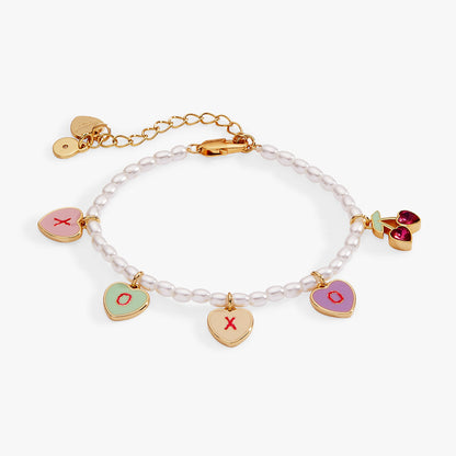 Sweethearts® ‘XOXO’ Heart Charm Beaded Pearl Bracelet ALEX AND ANI
