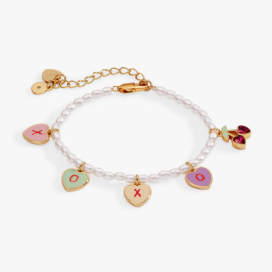 Sweethearts® ‘XOXO’ Heart Charm Beaded Pearl Bracelet ALEX AND ANI