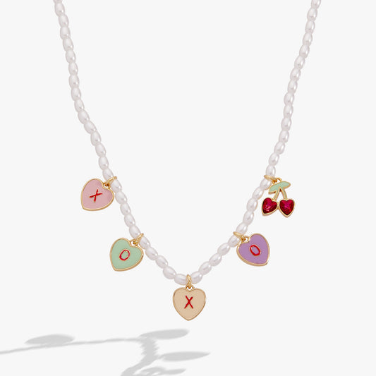Sweethearts® ‘XOXO’ Heart Charm Pearl Beaded Necklace ALEX AND ANI