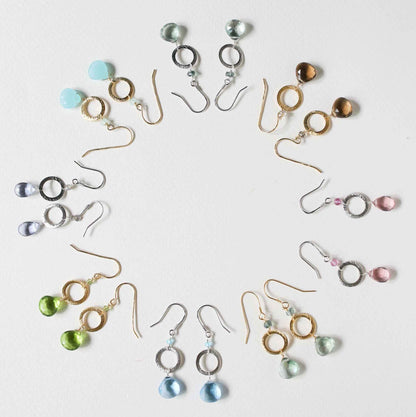 The Airie Earring green amethyst gold 14k plated sterling silver French hooks 1.5 inches