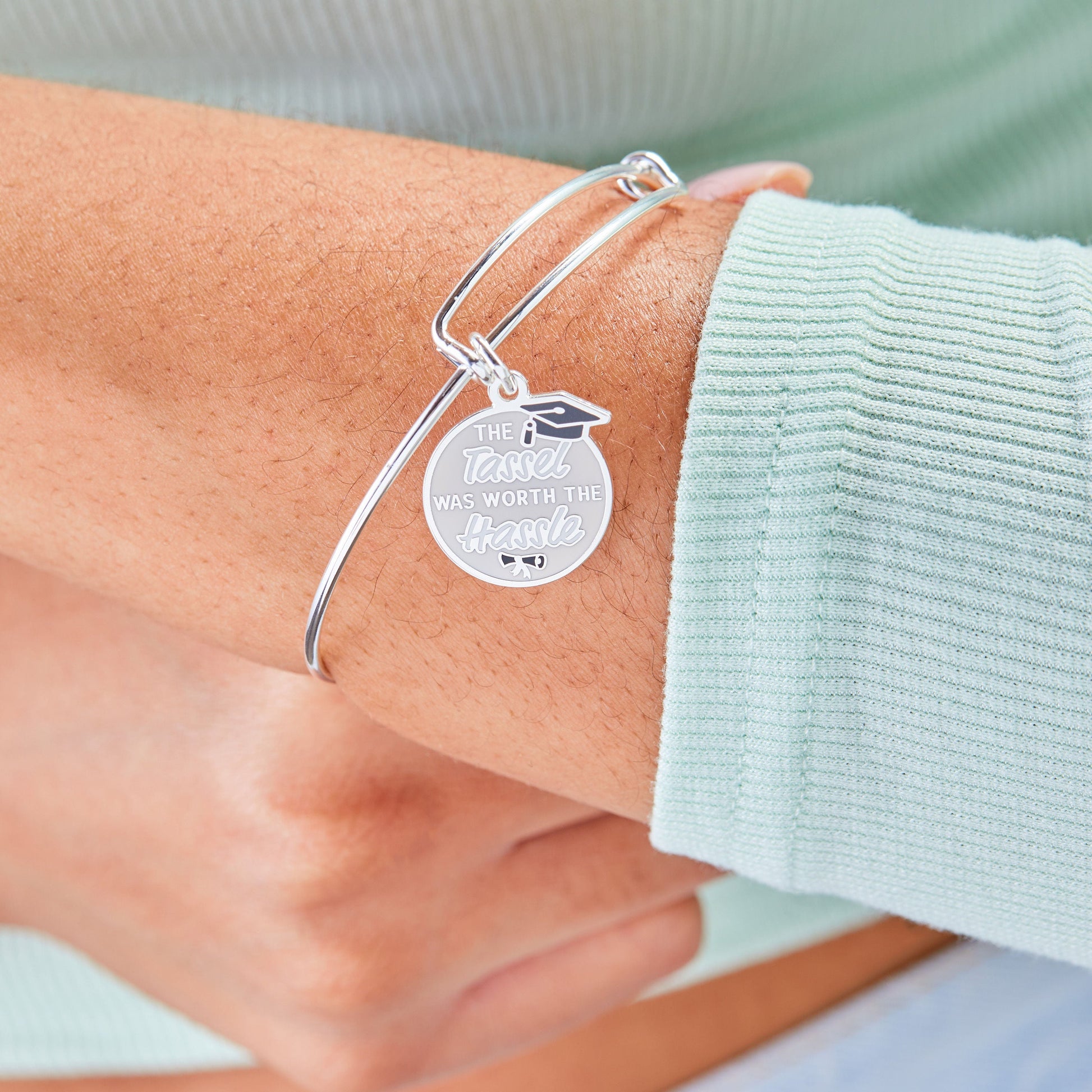 'The Tassel was Worth the Hassle' Graduation Charm Bangle ALEX AND ANI