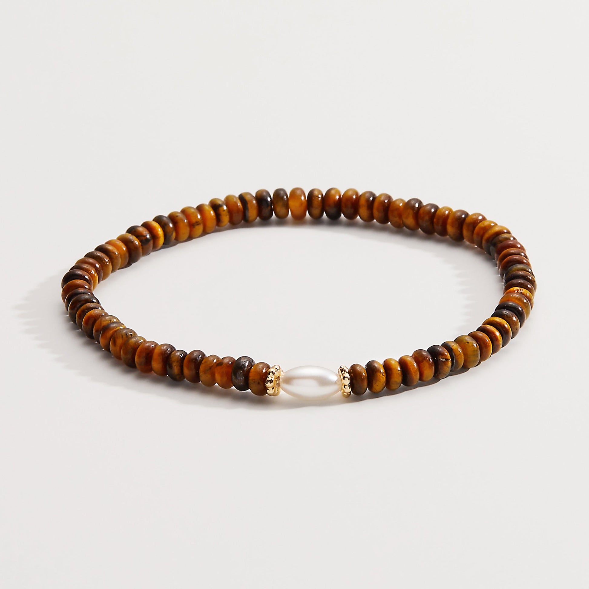 Tiger's Eye and Pearl Stretch Bracelet ALEX AND ANI