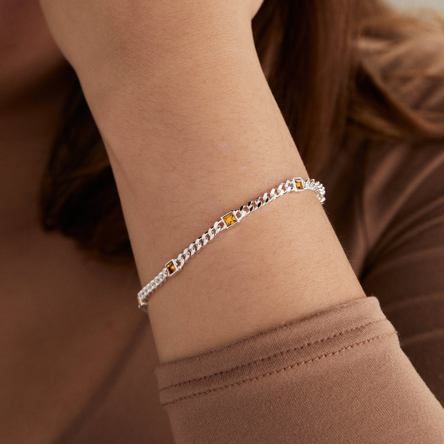 November Birthstone Topaz Curb Chain Bracelet ALEX AND ANI